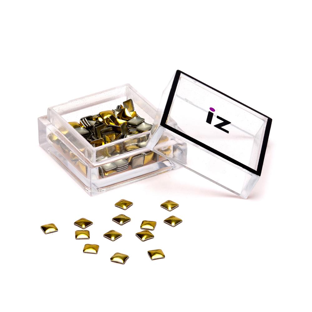 Medium Gold Square Nail Studs 40 pcs