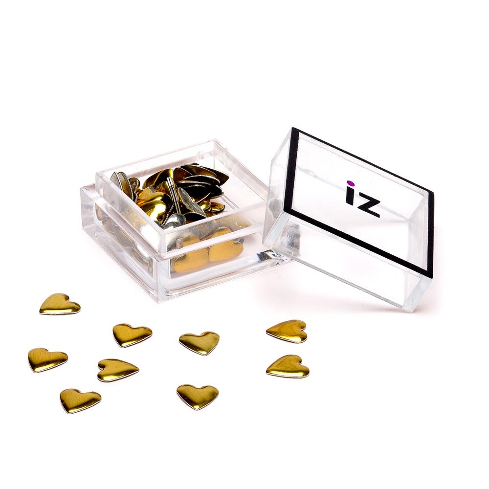 Gold Heart Nail Studs 30 pcs