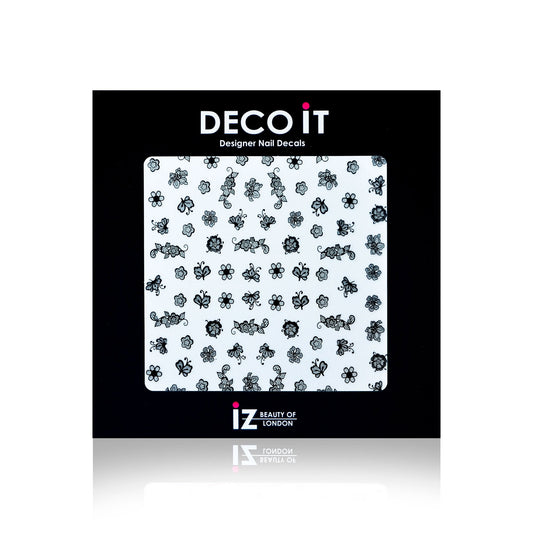 Flower Power Lace Black Nail Decals