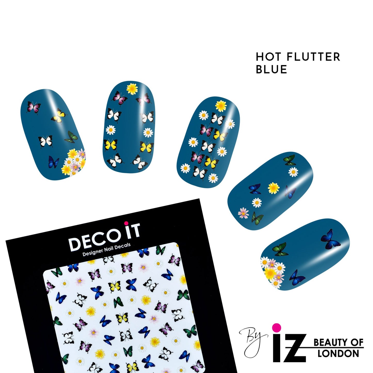 Hot Flutter Blue Nail Decals