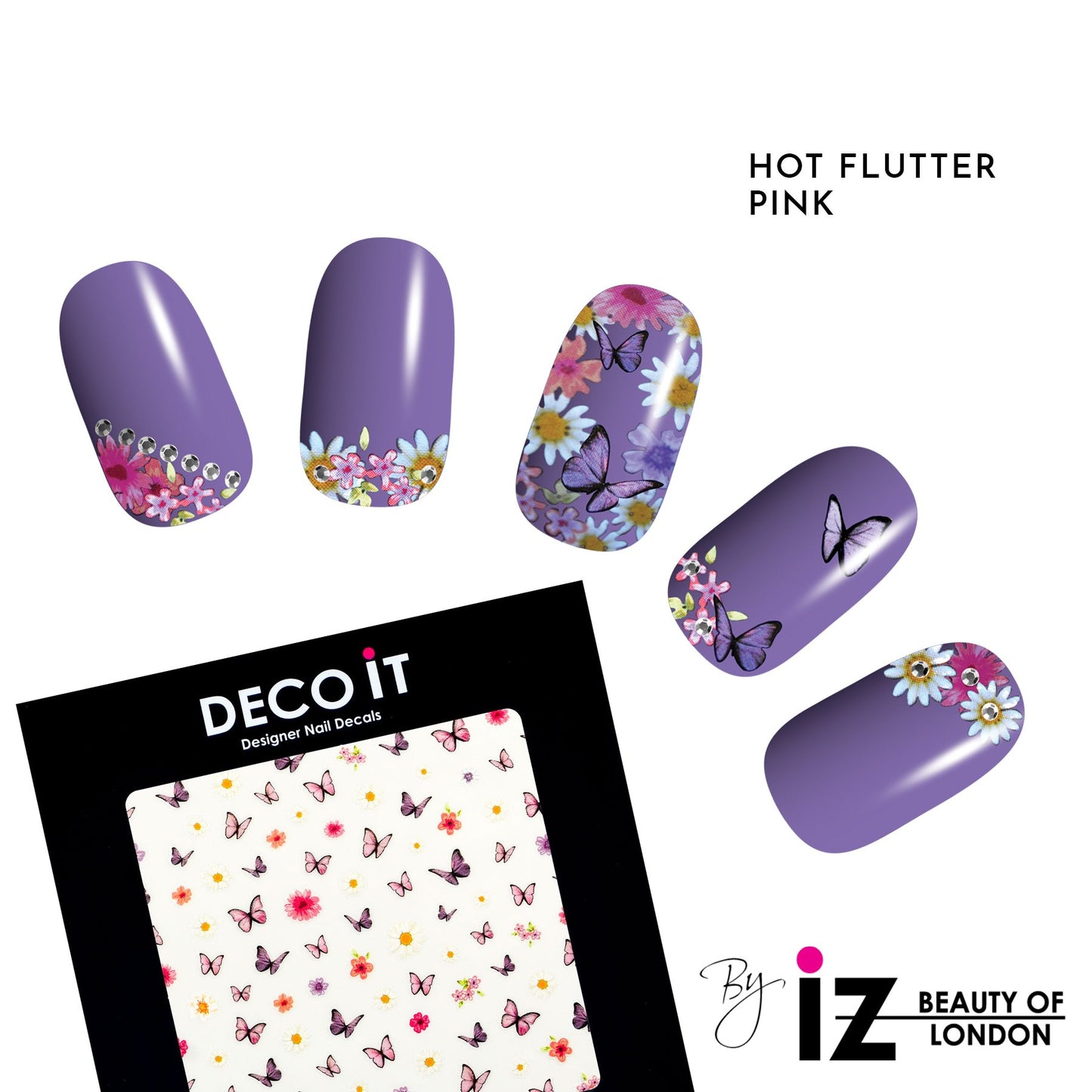 Hot Flutter Pink Nail Decals