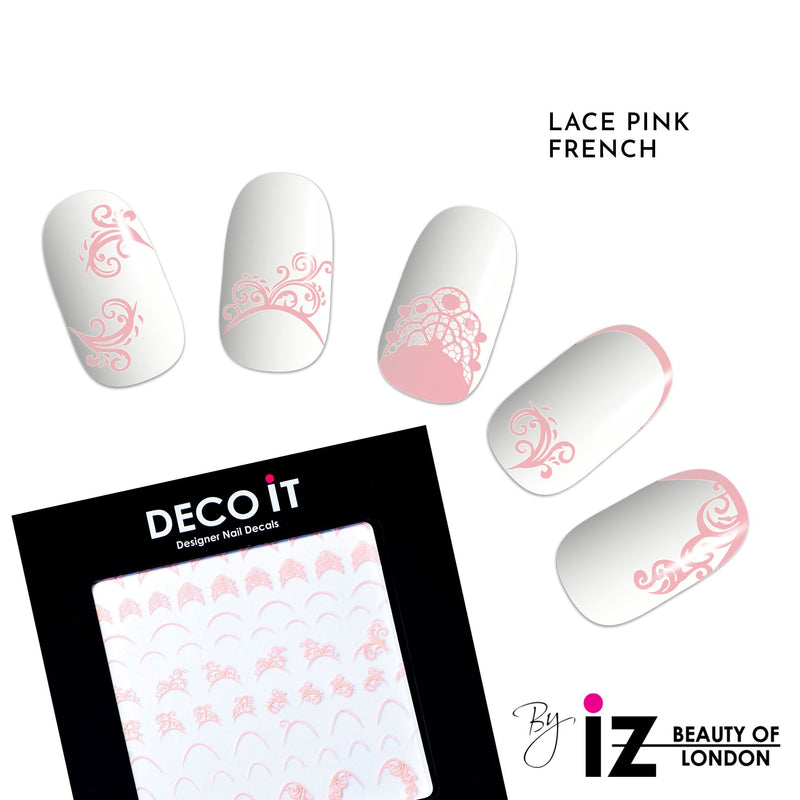 Lace Pink French Manicure Nail Decals
