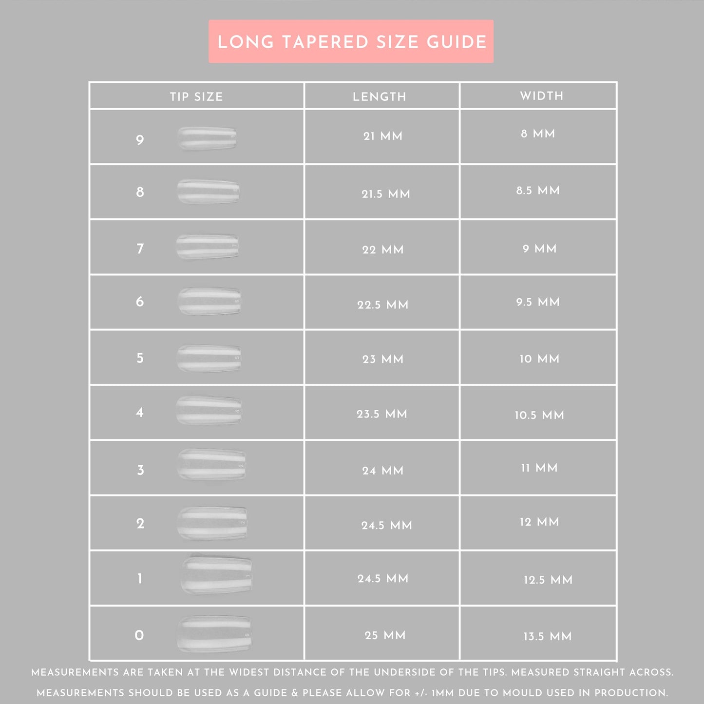 Clear Whole Nail Tips | Tapered Square