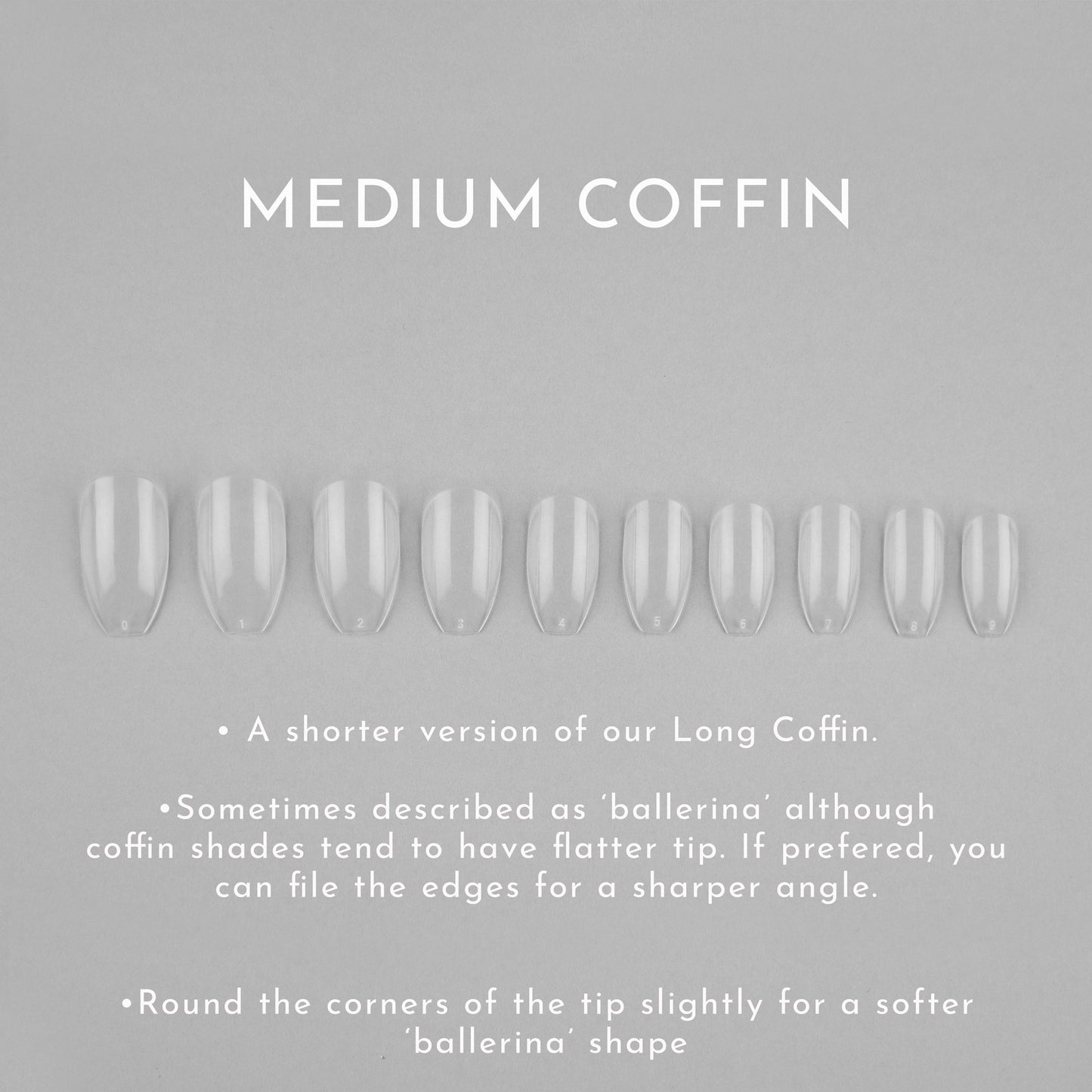 Clear Whole Nail Tips | Medium Coffin