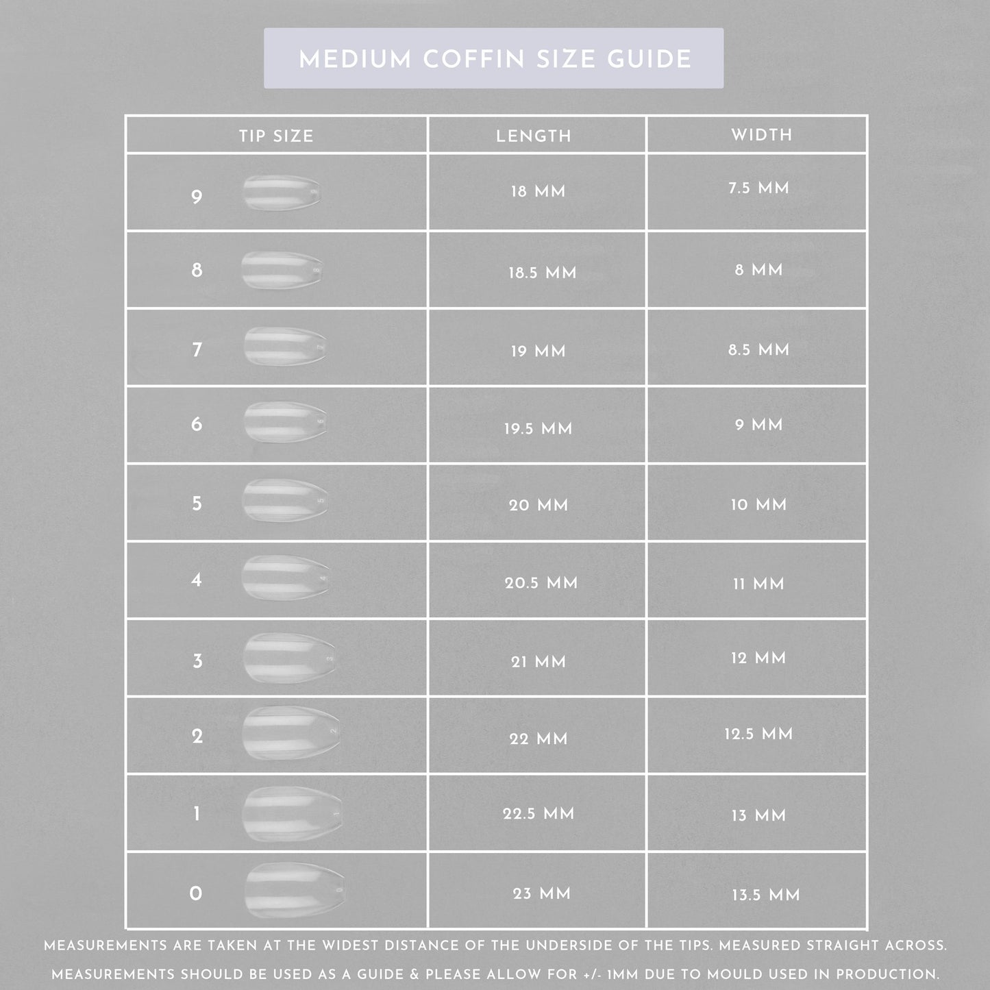 Clear Whole Nail Tips | Medium Coffin
