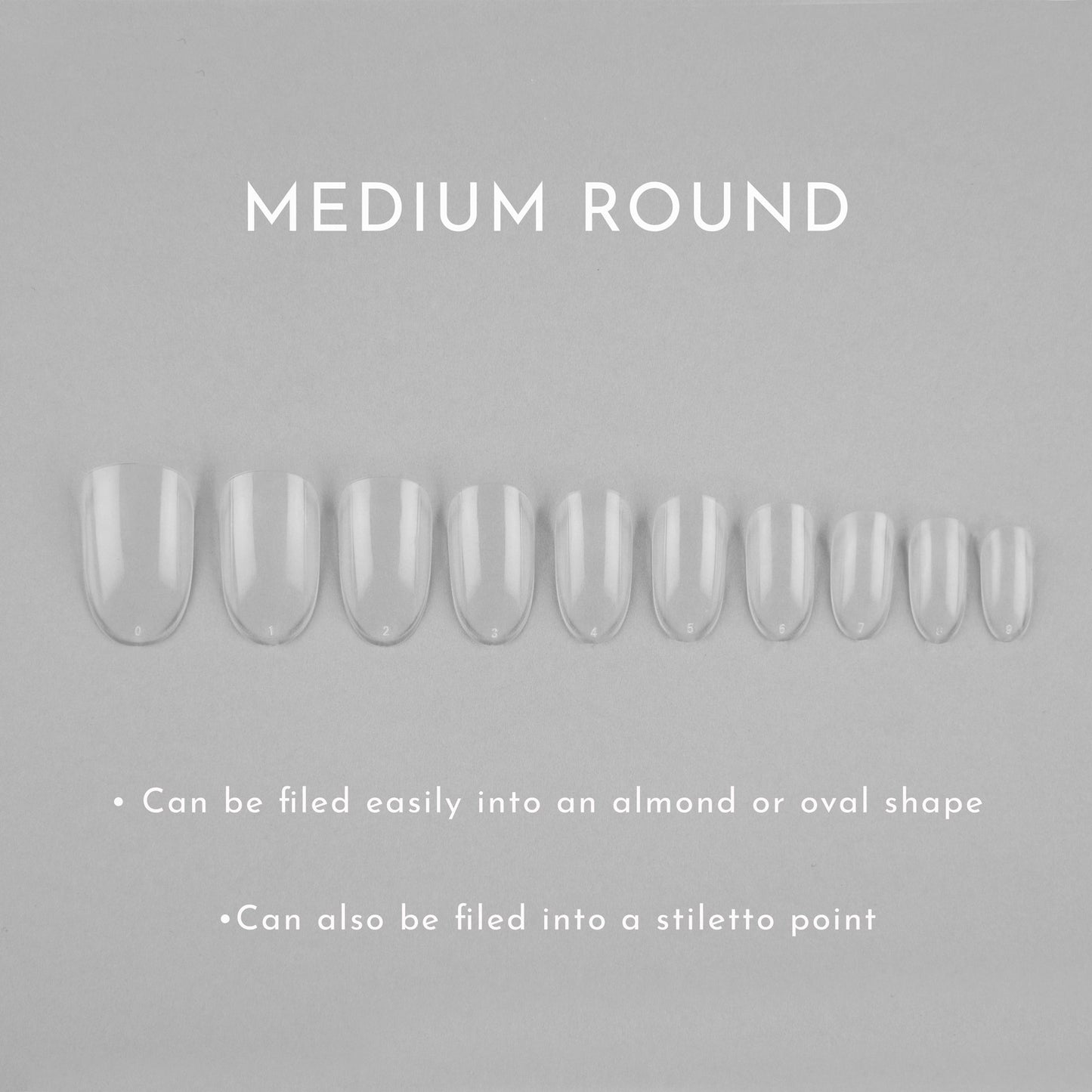 Clear Whole Nail Tips | Medium Round