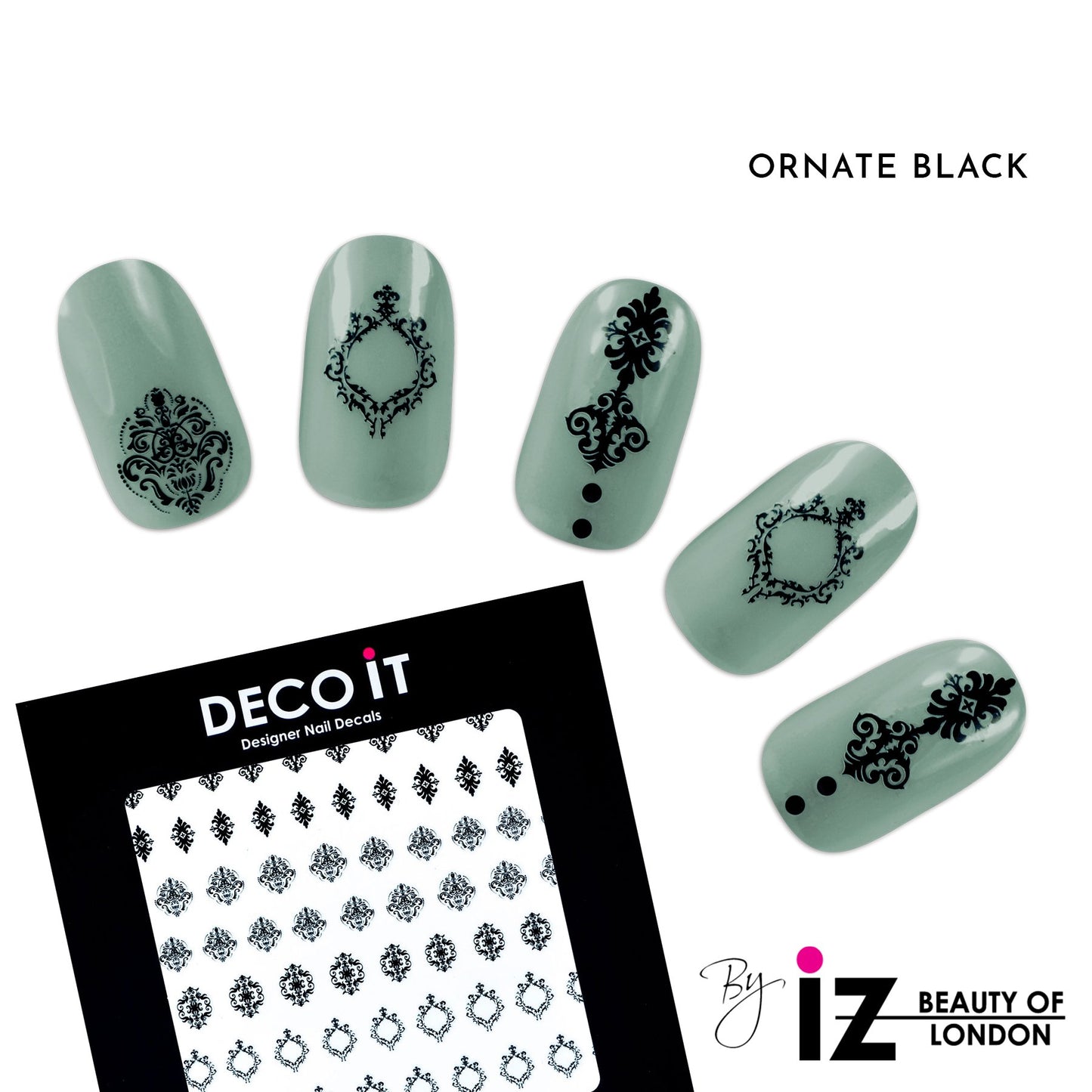 Ornate Black Nail Decals