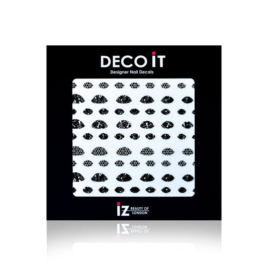 Vintage Black Lace Half Moon Black Nail Decals