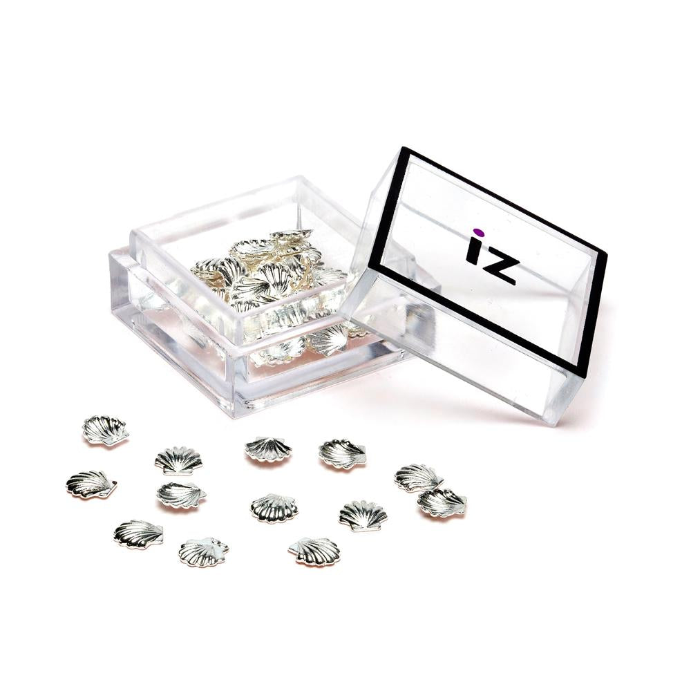 Medium Silver Shell Nail Gems 30pcs