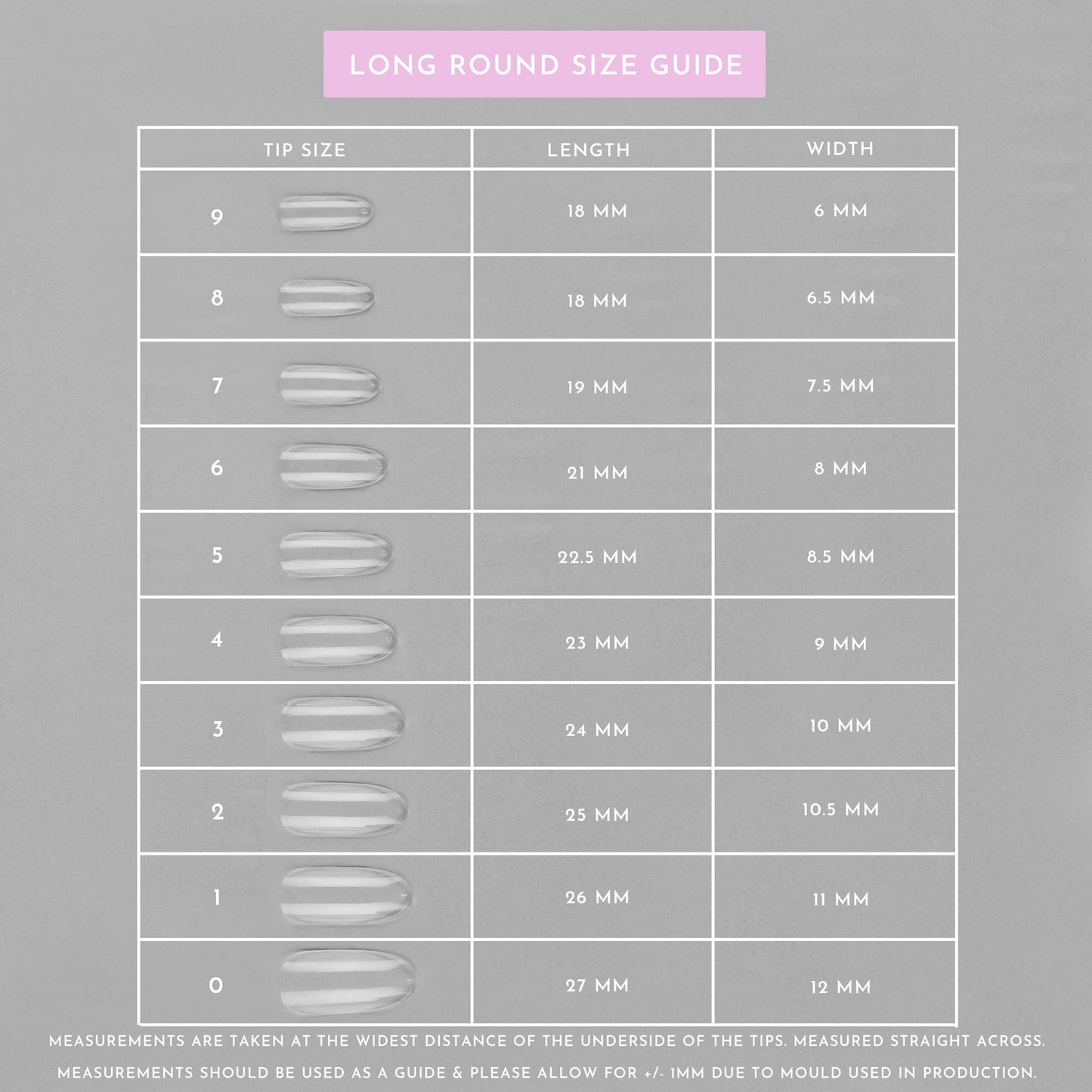 Clear Whole Nail Tips | Long Round