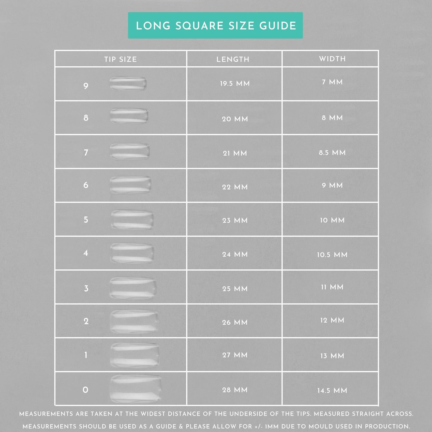 Clear Whole Nail Tips | Long Square