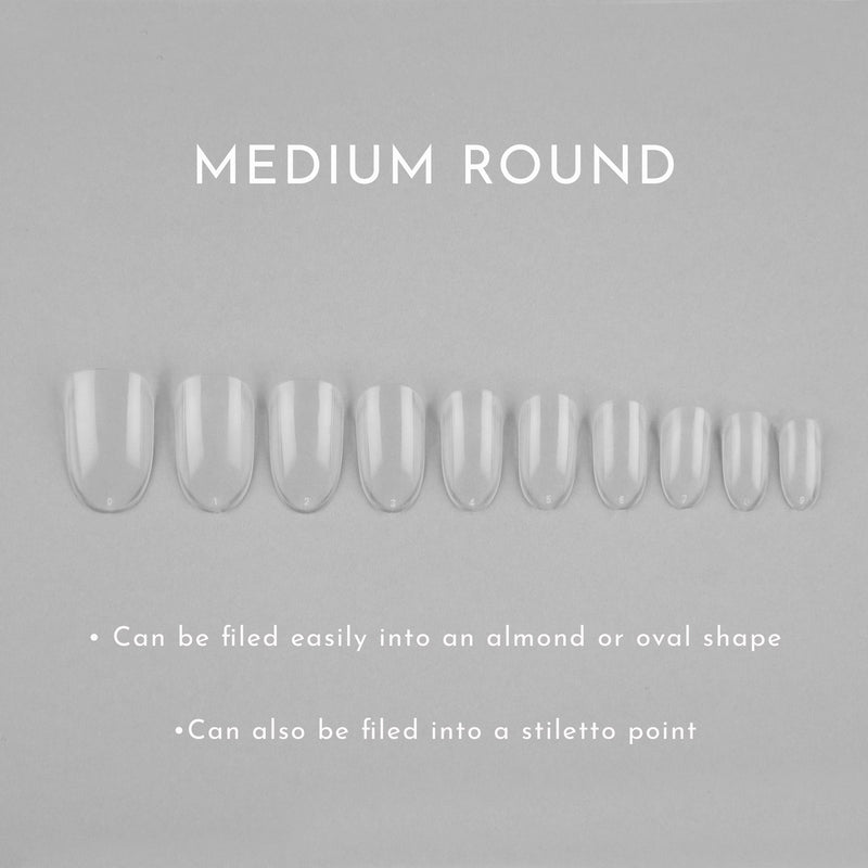 Clear Whole Nail Tips | Medium Round